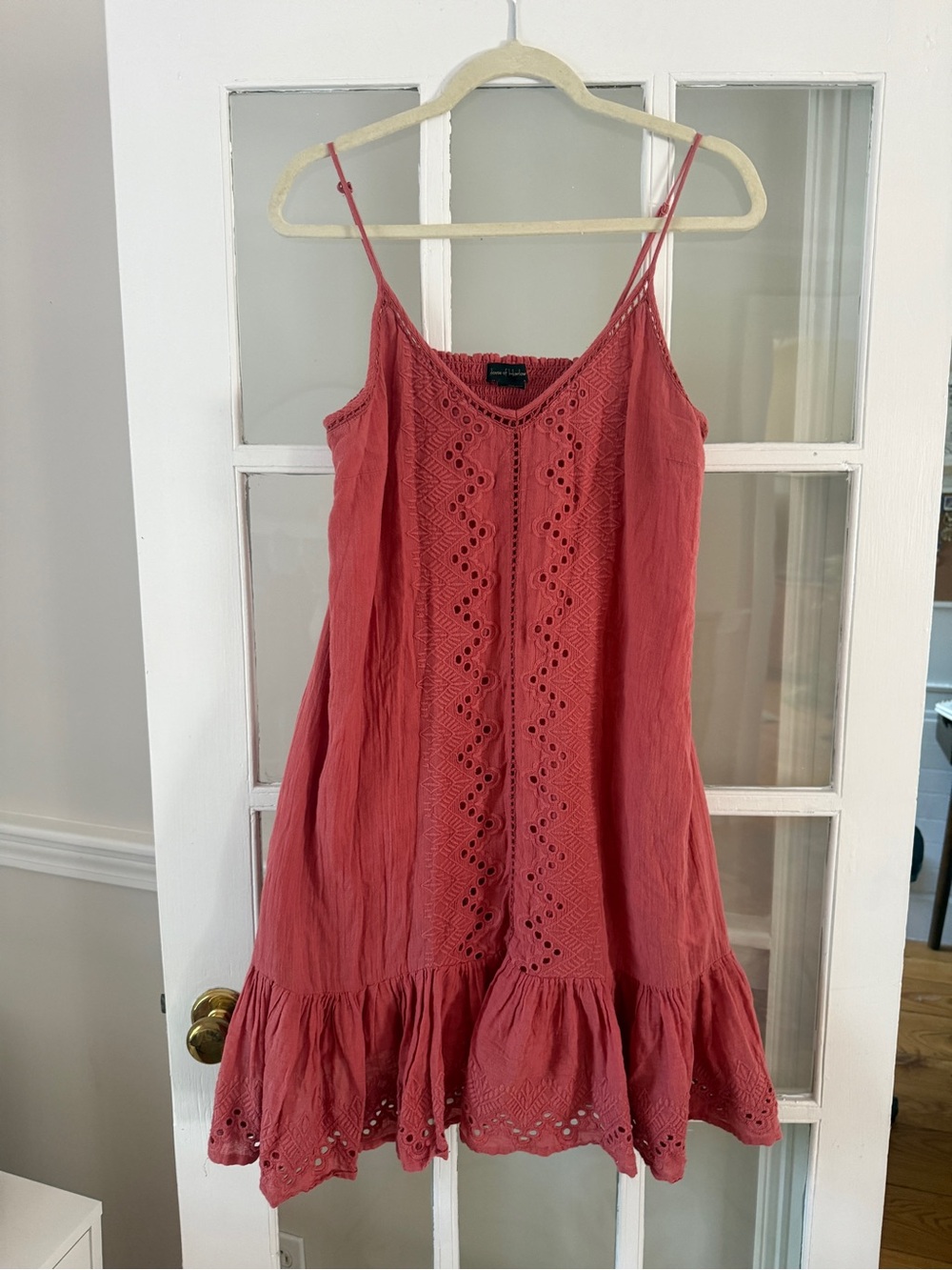 House of Harlow Ruffled Eyelet Sundress in Rust